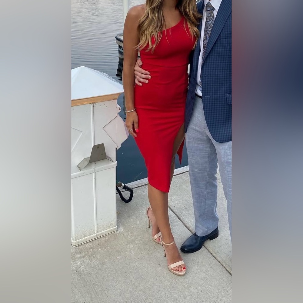 Hello Molly Vibrant Red One-Shoulder Dress